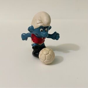 Vtg Smurf Football Soccer Player Manchester U Smurfs Peyo Figure